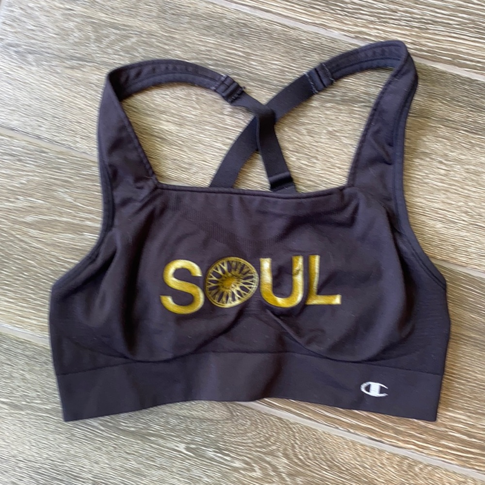 Soul cycle champion black sports bra small